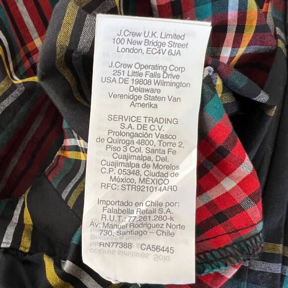 Sz 2- J. Crew Factory Black Plaid Cotton Ruffle Bow A-Line Midi Skirt - Picture 11 of 12